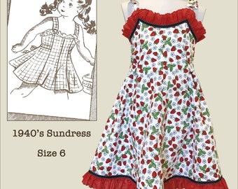 Judy... Vestido de verano estilo años 40, talla 6/7 para niñas