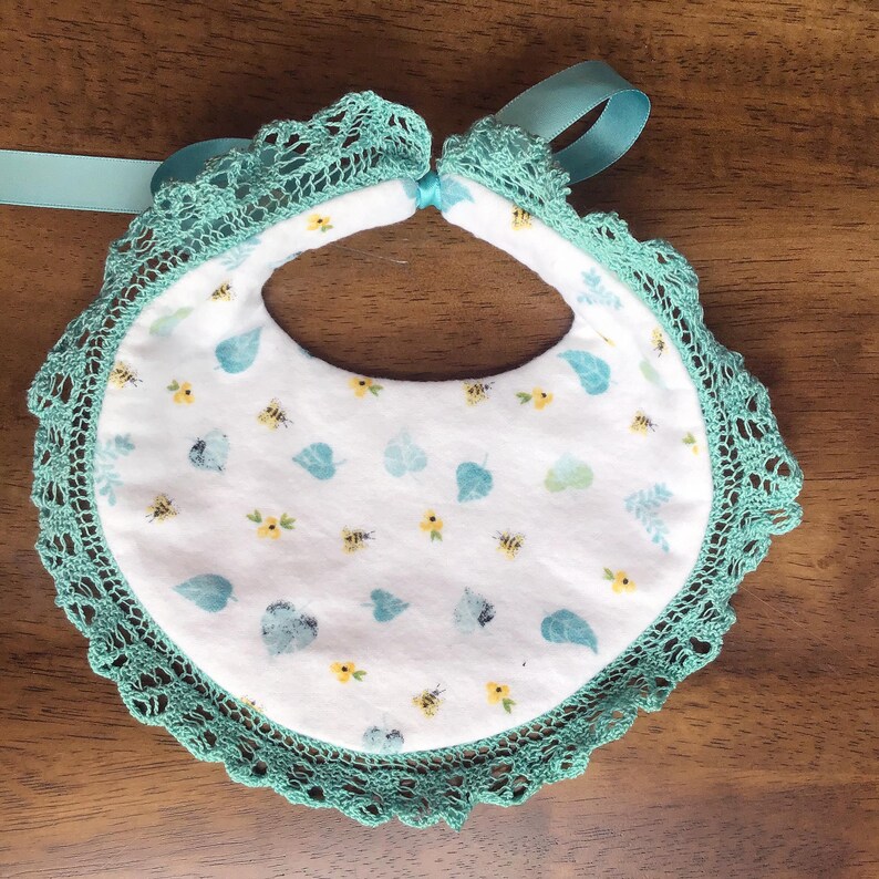 Vintage Linen and Lace Baby Bib image 2