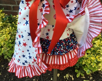 Conjunto patriótico de 2 piezas para bebé niña, talla 12-18 meses