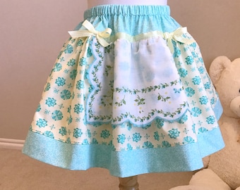Falda delantal estilo pañuelo vintage para niñas, talla 5/6
