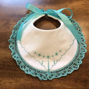 Vintage Linen and Lace Baby Bib image 1