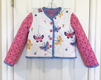 Chaqueta acolchada con mariposas para niñas, talla 6/7