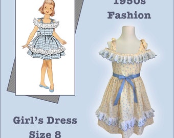 Paula.... Vestido de verano estilo vintage para niñas talla 8