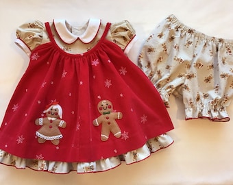 3 piece Baby Gingerbread Christmas Dress Size 12 months