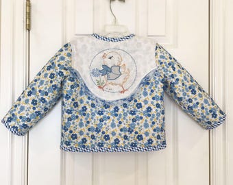 Chaqueta acolchada azul con diseño de pollito para niñas pequeñas, talla 3T