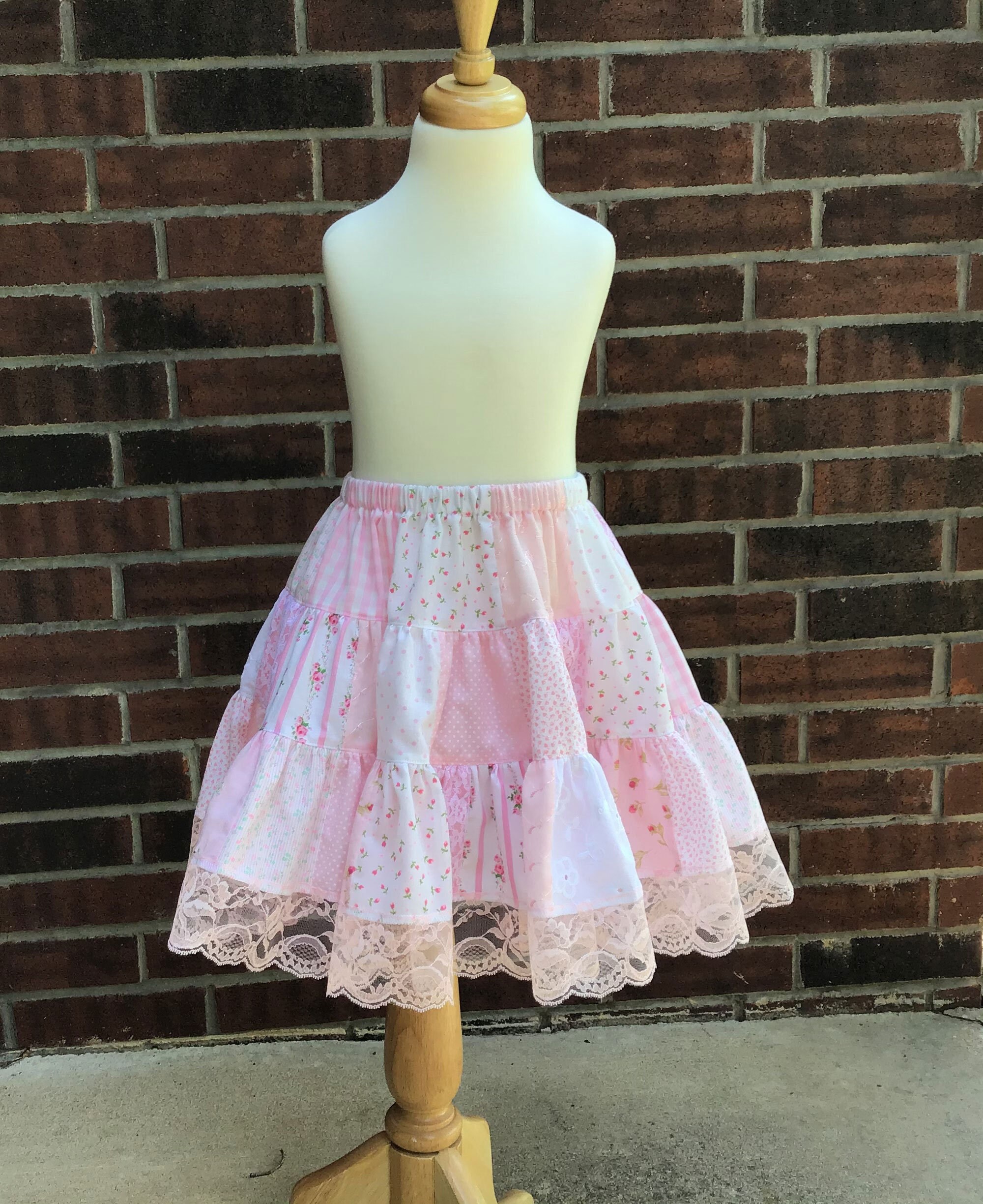 Pink Lace Patchwork Twirl Skirt Size 6/7 - Etsy