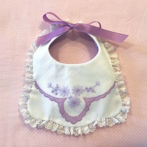 Vintage Linen and Lace Baby Bib