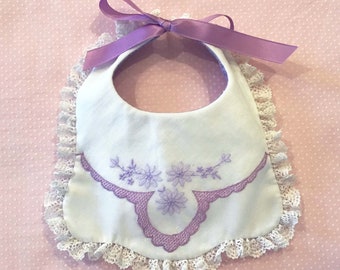 Vintage Linen and Lace Baby Bib