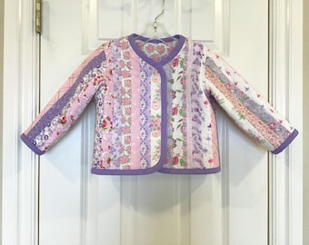 Chaqueta acolchada con patchwork para niñas pequeñas, morada y rosa, talla 2T