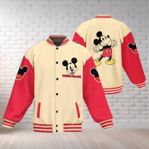 Custom Mickey Mouse Baseball Jacket, Disney Mickey Jacket For Men, Mickey Shirt, Disneyland Shirt, Disney World Shirt, Magic Kingdom