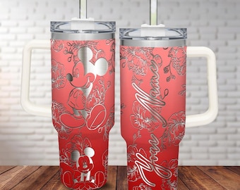Vaso personalizado de Mickey Mouse grabado a láser de 40 oz, taza de café de Mickey de Disney, vaso de Disneyworld, vaso de Disneyland, Magic Kingdom