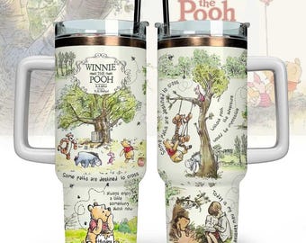 Bicchiere termico Winnie the Pooh da 40 oz, bicchiere termico Pooh, Eeyore, Piglet, Tigger, bicchiere termico Pooh e amici, bicchiere termico da caffè con cartoni animati, tazza termica Disney