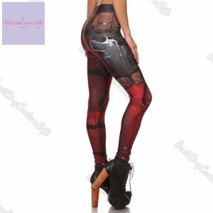 Disney Deadpool Leggings, Superhero Leggings, Deadpool Leggings, Deadpool Pants, Deadpool Cosplay, Disney Women Leggings, Deadpool Gift