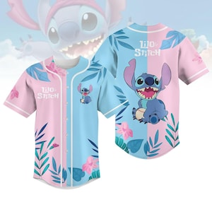 Cute Stitch Floral Baseball Jersey, Lilo And Stitch Cartoon Baseball Shirt, Disneyland Shirt, Disney World Shirt, Disney Girls Trip