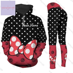 Aangepaste Minnie Hoodie en legging voor vrouwen, Minnie Mouse Hoodie, Disney Movie Cartoon 3D Hoodie, Minnie Kostuum, Minnie Lover Gifts