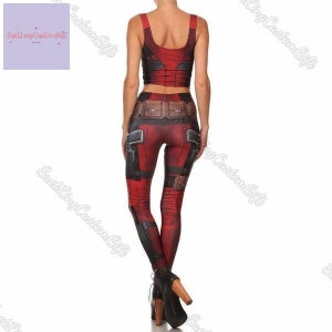 Disney Deadpool Leggings, Superhero Leggings, Deadpool Leggings, Deadpool Pants, Deadpool Cosplay, Disney Women Leggings, Deadpool Gift