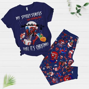 Marvel Spider Man Christmas Pajamas Superhero Xmas Shirt Christmas Women Pajamas Superhero Holiday Pajamas Christmas Gift Etsy