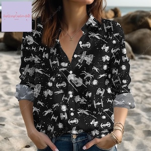 Star Wars Shirt, Star Wars Women&#39;s Shirt, Movie Long Sleeve Shirt, Disney Star Wars Shirt, Star Wars Women Blouses, Star Wars Gift