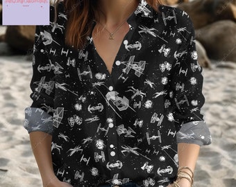 Star Wars-shirt, Star Wars-damesshirt, filmshirt met lange mouwen, Disney Star Wars-shirt, Star Wars-damesblouses, Star Wars-cadeau