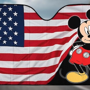 Osłona przeciwsłoneczna do samochodu Mickey 4 lipca, osłona przeciwsłoneczna Disney Mouse, osłona samochodowa Disneyland, osłony samochodowe Disneyworld na przednią szybę, osłona przeciwsłoneczna do samochodu