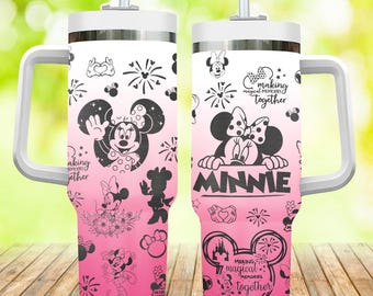 Bicchiere inciso Disney Minnie Mouse da 40 once, bicchiere da caffè Minnie, tazza Disneyland, bicchiere Disneyworld, viaggio Disney, vacanza Disney