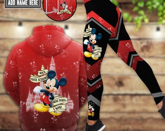 Sudadera y leggings personalizados de Mickey Mouse, camiseta de Piedra, Papel, Tijera, Puñetazo en la Garganta, Gané, sudadera con capucha del Castillo de Disney, sudadera con capucha de la película de dibujos animados