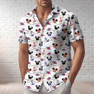 Disney Cruise Squad Button Shirt, Mickey And Friends Cruise Hawaiian Shirt, Disneyland Shirt, Summer Gift For Her, Disney Trip 2026