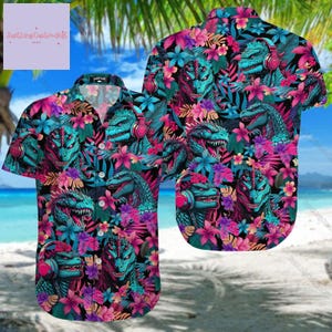Movie Button Shirt, Hawaiian Shirt, Monster Shirt, Mens Hawaii Shirt, Summer Beach Shirt, Vacation Shirt, Gifts For Men Women