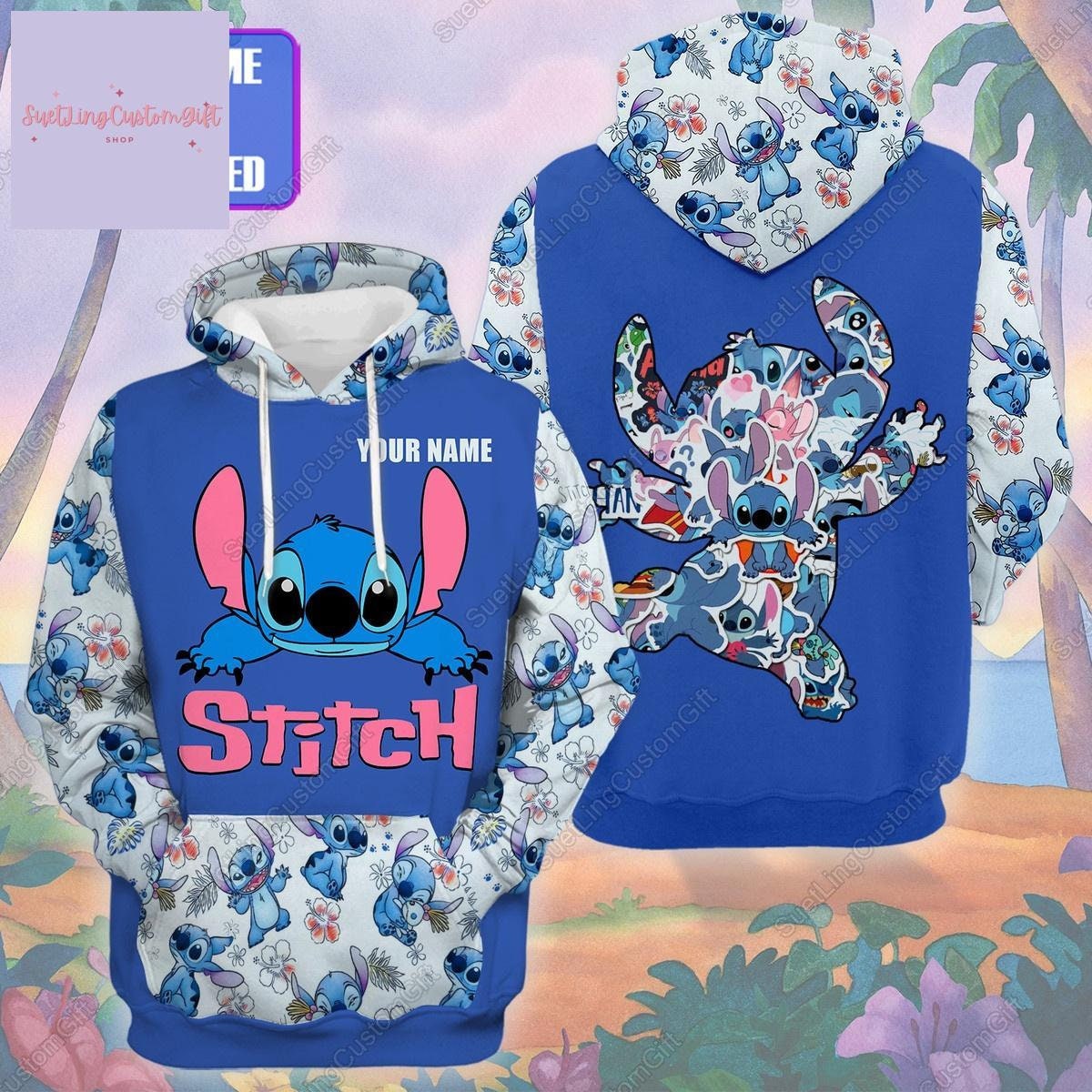 Custom Stitch Stitch Hoodie, Stitch Zip Hoodie, Lilo and Stitch