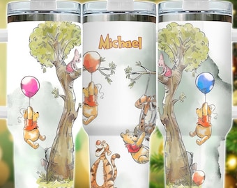 Custom Winnie The Pooh Tumbler 40 Oz, Disney Pooh Tumbler, Pooh Bear Coffee Tumbler, Pooh Movie Cartoon Cup, Pooh And Friends Tumbler
