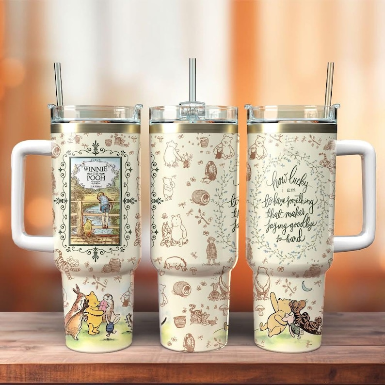 Retro Winnie The Pooh Tumbler 40oz, Pooh And Friends Tumbler Cup, Disney Movie Insulated Tumbler, Pooh Lover Gift, Gift For Her Him