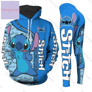 Cute Stitch Hoodie And Leggings, Stitch Hoodie 3D, Stitch Leggings For Women, Lilo And Stitch Shirt, Disney Stitch Shirt, Movie Cartoon