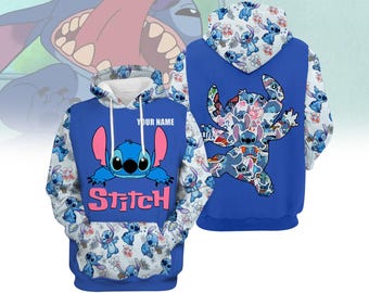 Sudadera con capucha personalizada de Stitch, sudadera con cremallera de Stitch, camiseta de Lilo y Stitch, sudadera con capucha de Stitch Disney, regalos para amantes de Stitch, sudadera con capucha de dibujos animados