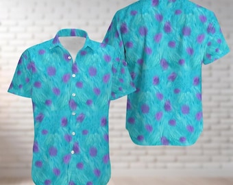 Disney Monsters Inc Sully Cosplay Button Shirt, Sully Fur Costume Shirt, Halloween Monsters University Hawaiian Shirt, Cartoon Shirt