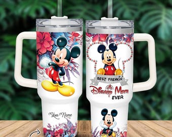 Vaso térmico personalizado de Mickey de 40 oz, ideal para la mejor mamá, taza de Mickey Mouse, vaso de café de dibujos animados de la película, regalo para el Día de la Madre.