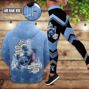 Custom Stitch Hoodie And Leggings, Rock Paper Scissors Throat Punch I Win Shirt, Disney Castle Hoodie, Cute Stitch Cartoon Movie Hoodie