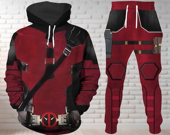Sudadera con capucha de Deadpool, pantalones deportivos para hombre, disfraz de cosplay de Wade Wilson, disfraz de superhéroe de Halloween, disfraz de héroe para hombre, pantalones de calle