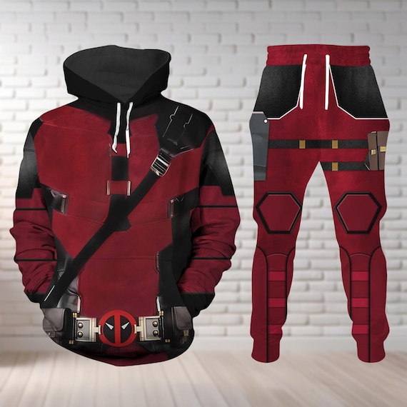 Deadpool Costume Hoodie, Men Joggers, Wade Wilson Cosplay Costume, Halloween Superhero Costume, Men's Hero Costume, Streetwear Pants