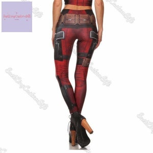 Disney Deadpool Leggings, Superhero Leggings, Deadpool Leggings, Deadpool Pants, Deadpool Cosplay, Disney Women Leggings, Deadpool Gift