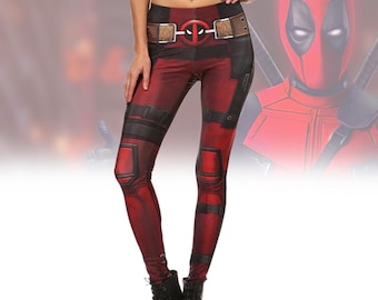 Disney Deadpool Leggings, Superhero Leggings, Deadpool Leggings, Deadpool Pants, Deadpool Cosplay, Disney Women Leggings, Deadpool Gift