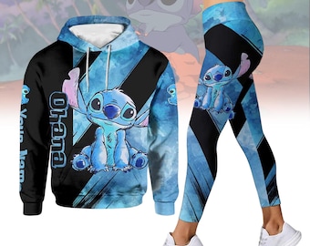 Sudadera y leggings de Stitch Ohana personalizados, sudadera con capucha de Stitch de Disney, camiseta de Lilo y Stitch, camiseta de Disneyworld, Magic Kingdom, regalos de cumpleaños