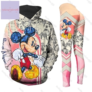 Aangepaste Mickey hoodie en legging, Mickey Mouse hoodies, Disney 3D hoodie, legging voor vrouwen, film cartoon shirt, Mickey minnaar geschenken