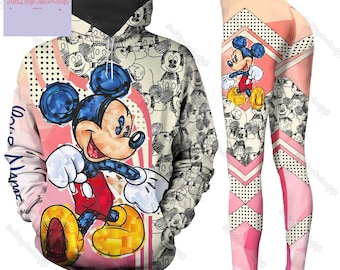 Custom Mickey Hoodie And Leggings, Mickey Mouse Hoodies, Disney 3D Hoodie, Leggings For Women, Movie Cartoon Shirt, Mickey Lover Gifts