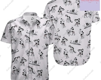 Mickey Mouse Button Shirt, Mickey Cruise Shirt, Mickey Cruise Hawaiian Shirt, Mickey Button Shirt, Disney Vacation Shirt, Cartoon Shirt