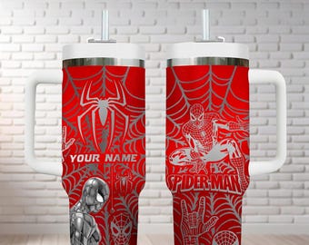 Custom Spider-Man Tumbler 40Oz, Spiderman Coffee Tumbler, Spider Man Insulated Tumbler, Spidey Tumbler, Superhero Cartoon Cups