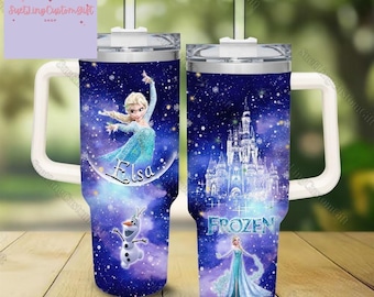 Disney Frozen Elsa Tumbler 40Oz, Elsa Princess Castle Tumbler, Elsa Character Coffee Tumbler, Movie Insulated Tumbler,Magic Kingdom Cup