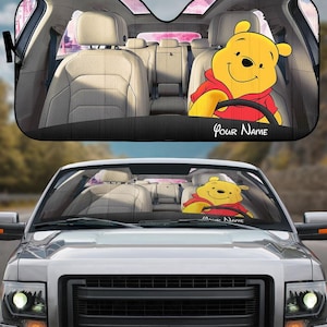 Custom Pooh Car Sun Shade, Disney SunShade, Disneyland Car Shade, Disneyworld Car Shades For Windshield, Winnie The Pooh Auto Sunshade