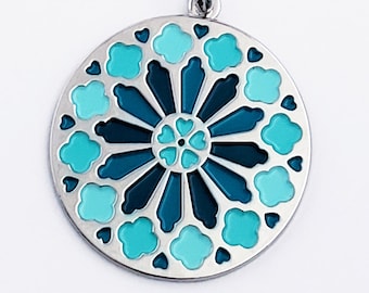 Notre Dame de Paris rose window stained glass enamel pendant charm