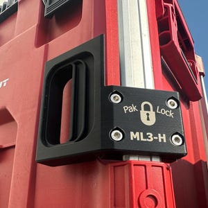 Soporte de riel lateral Pak-Lock ML3-H - Milwaukee Packout - Plástico de alta temperatura - Nevera extragrande y caja de herramientas extragrande
