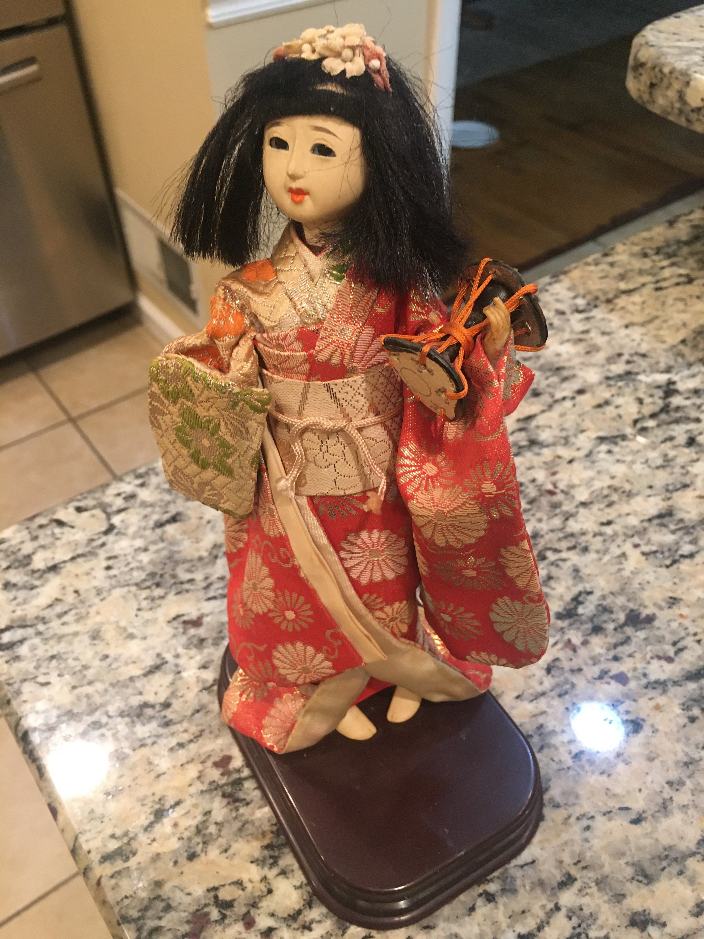Vintage Komachi Composition Japanese Girl Geisha Doll, Perfect